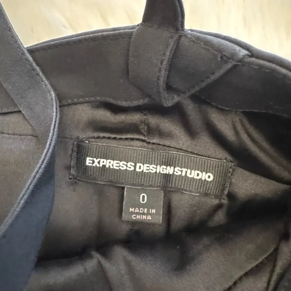 Express Design Studio Black Pleated Hem Dress 0 NWOT